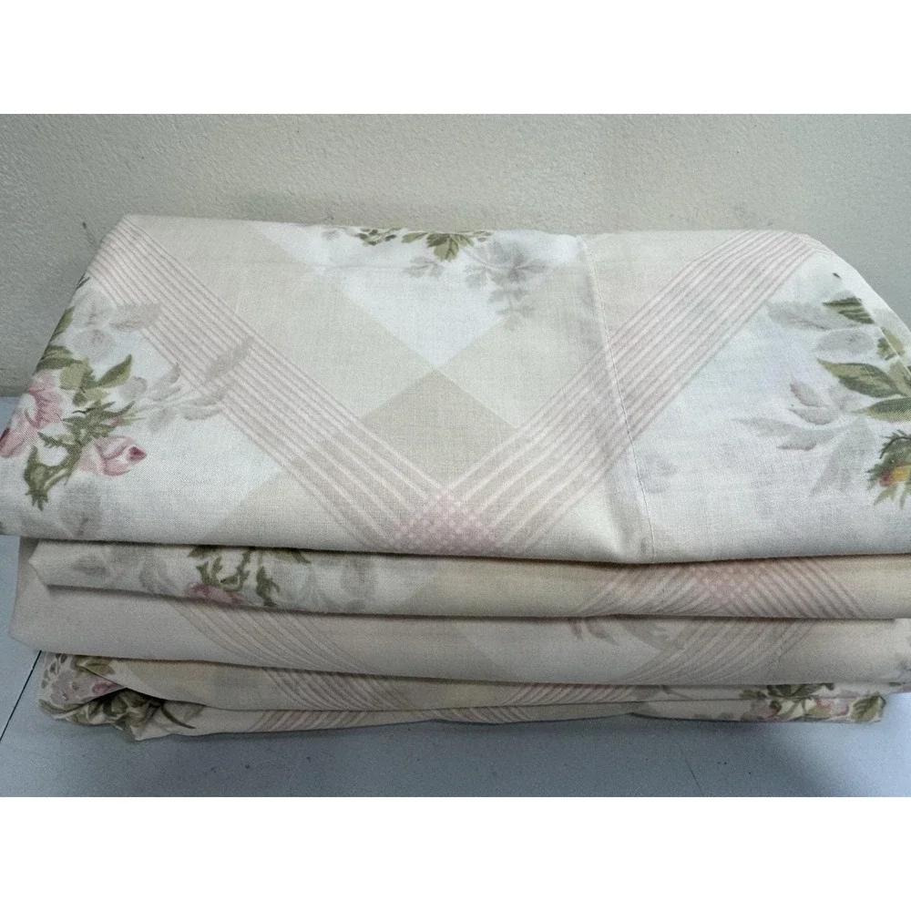 VTG Martex Queen 4 Pc Sheet Set Pink Rose 2 King Pillowcases 2 Queen Flat Sheets